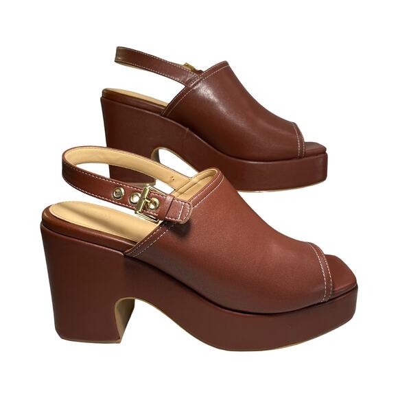 Urban Outfitters Brown Platform Block Heel Sandals Women’s 10M Retro Boho - Picture 8 of 9